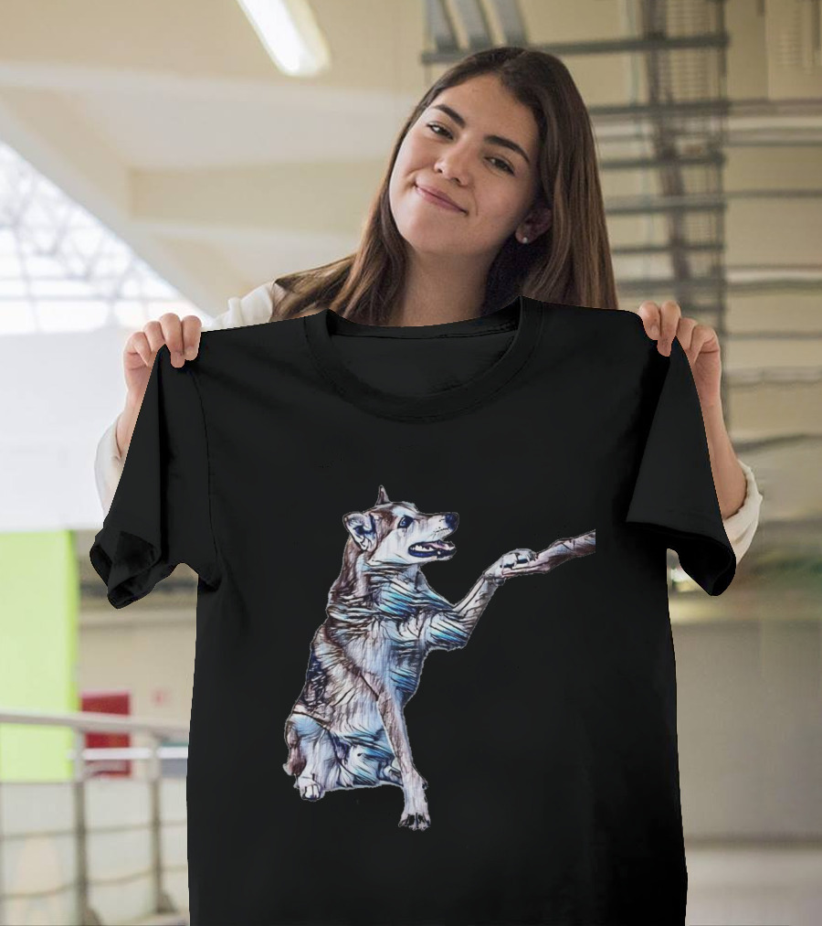 Playful Shiba Inu Mix Offering a Paw T-Shirt