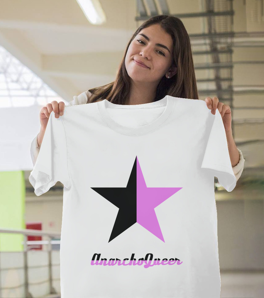 Anarcho Queer Black and Pink Star T-Shirt