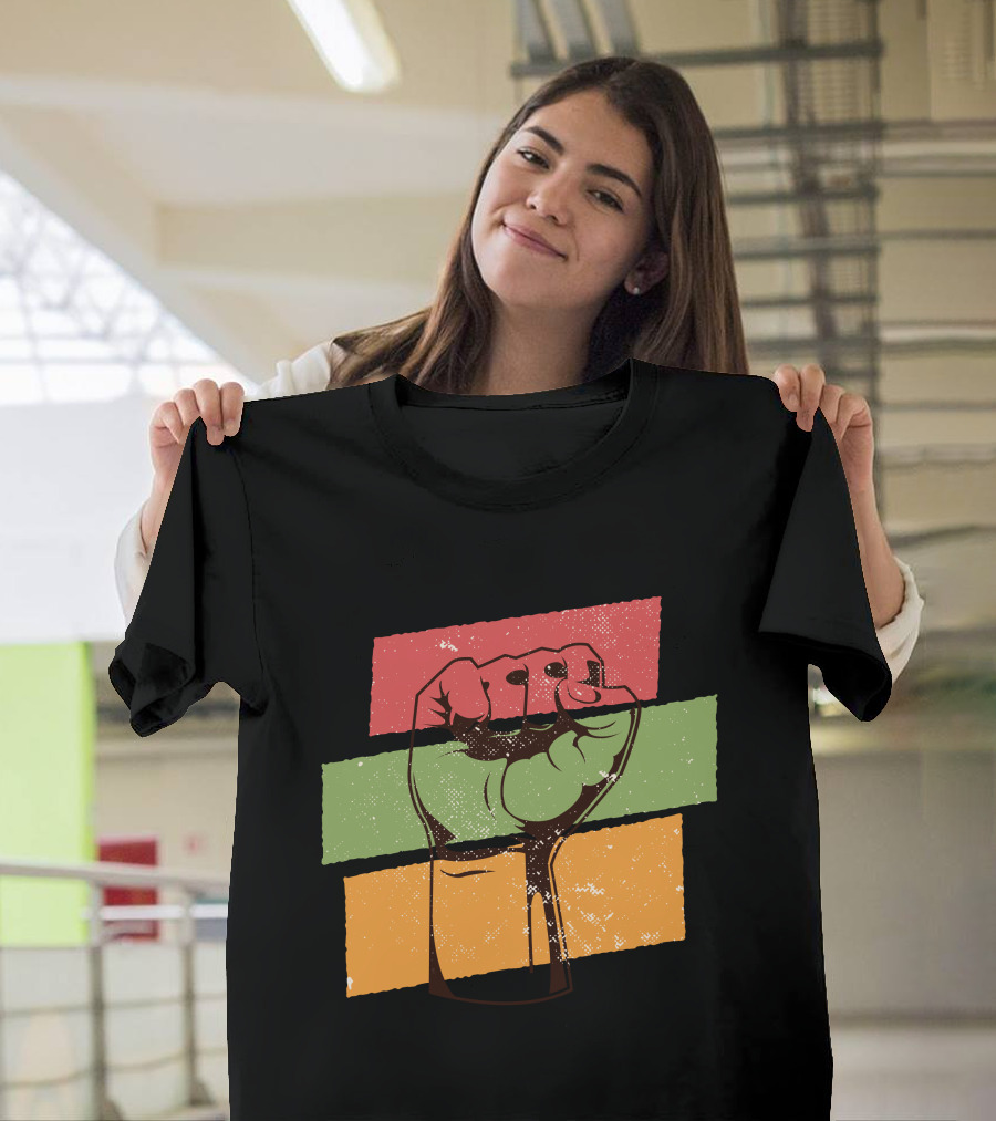 Black History Fist Retro Pan-African Colors T-Shirt