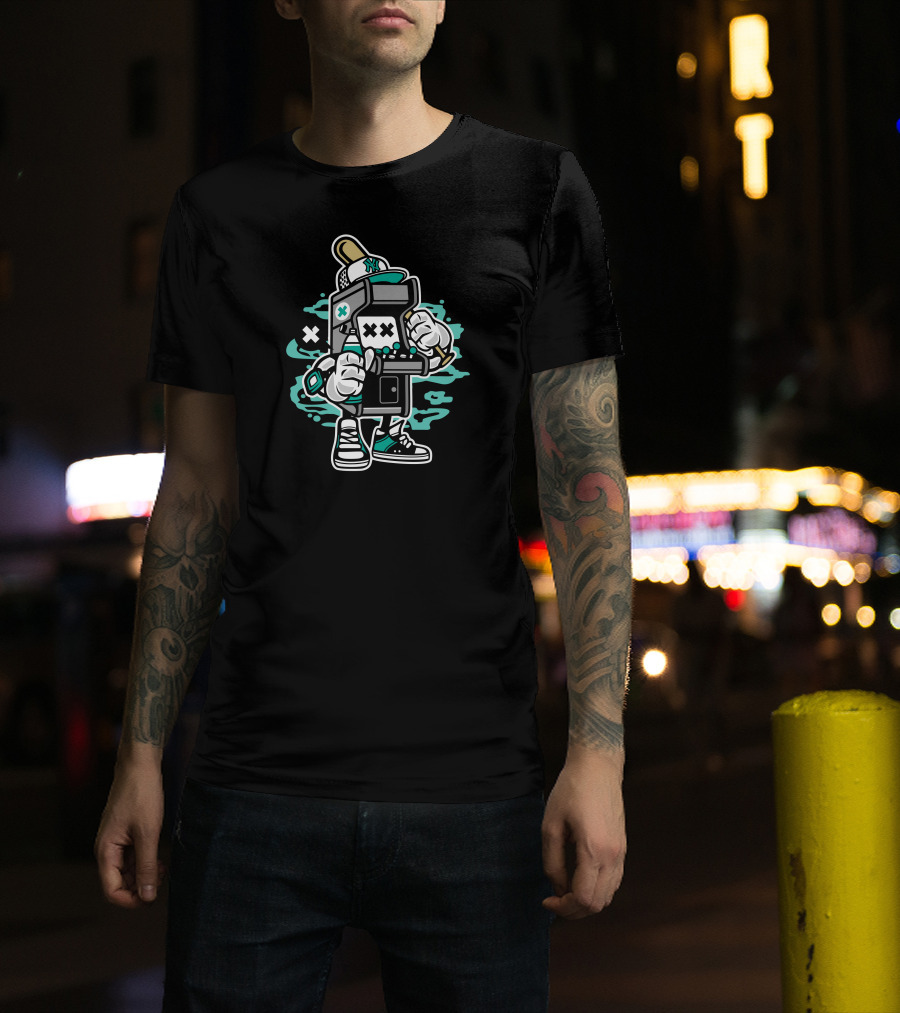 Arcade Gaming Urban Street Art Style Retro Character Game On T-Shirt
