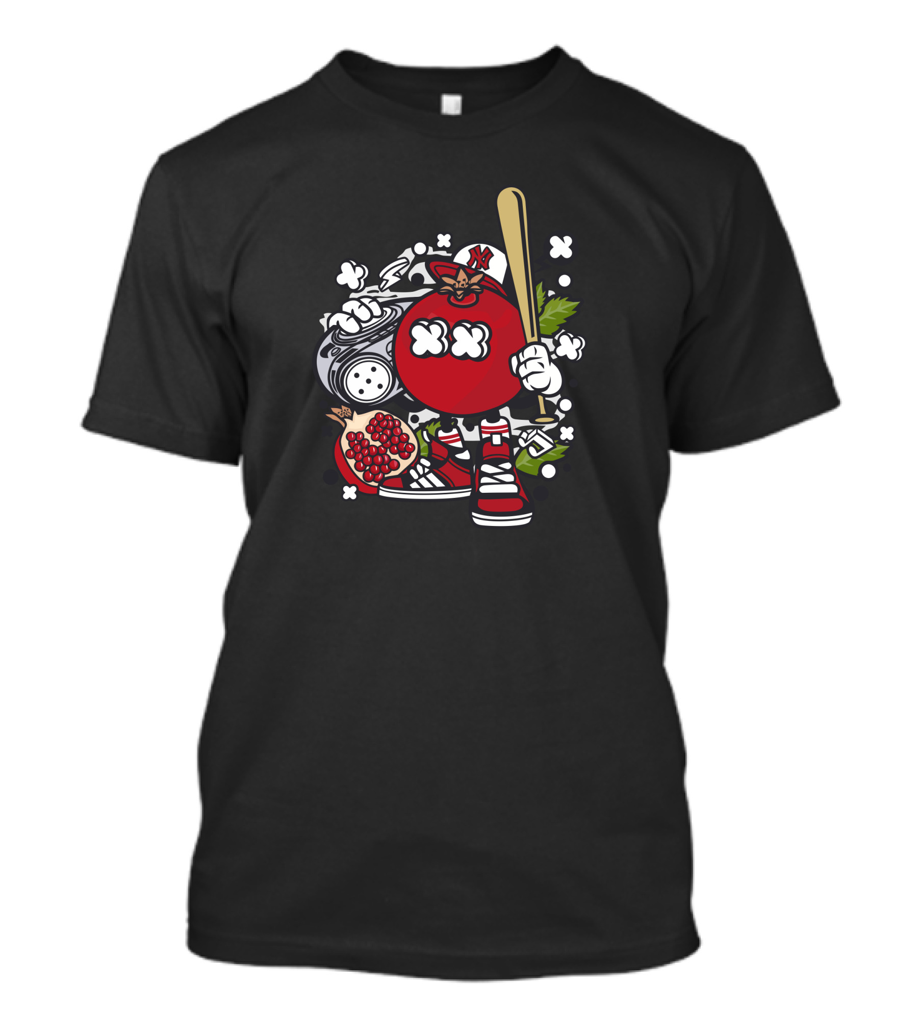 Garnet Baseball Character With Pomegranate And Bat T-Shirt