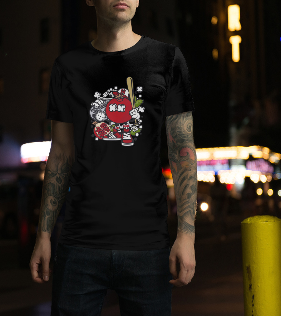 Garnet Baseball Character With Pomegranate And Bat T-Shirt