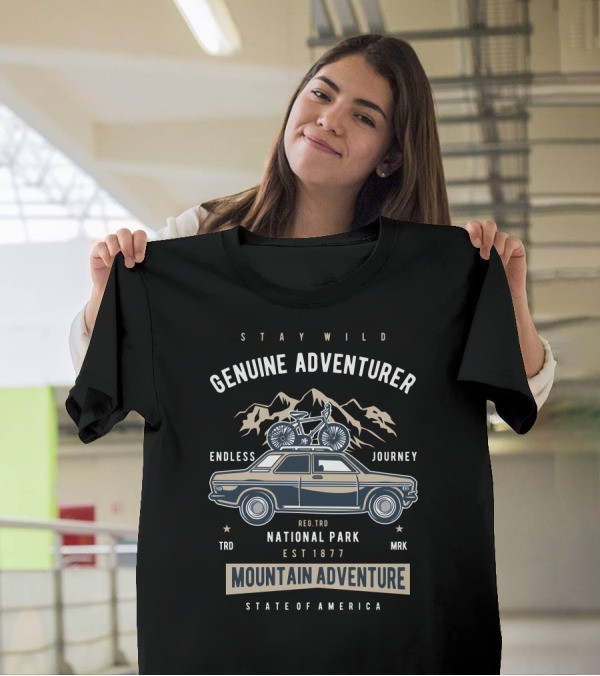 Stay Wild Genuine Adventurer Endless Journey National Park Mountain Adventure State Of America T-Shirt