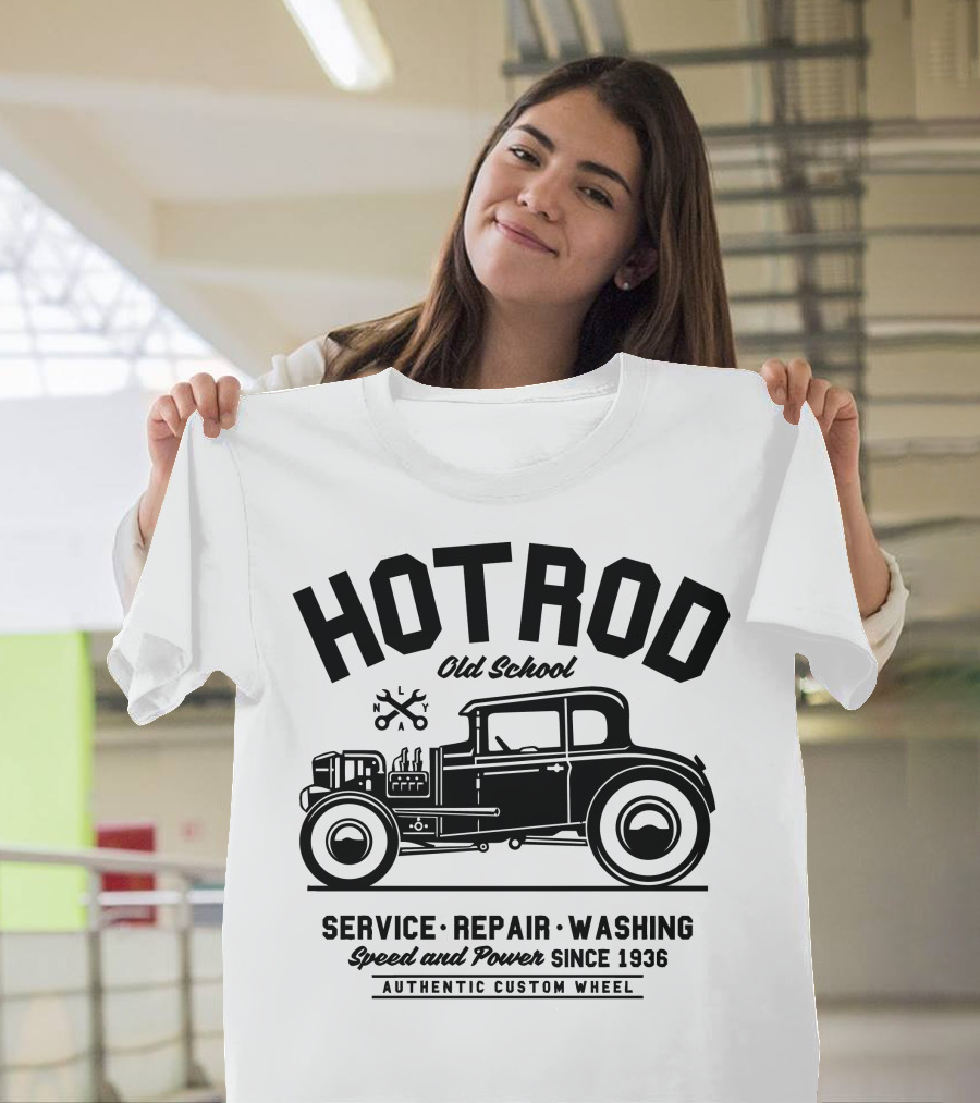 Hot Rod Old School Speed and Power Since 1936 Authentic Custom Wheel Service Repair Washing T-Shirt