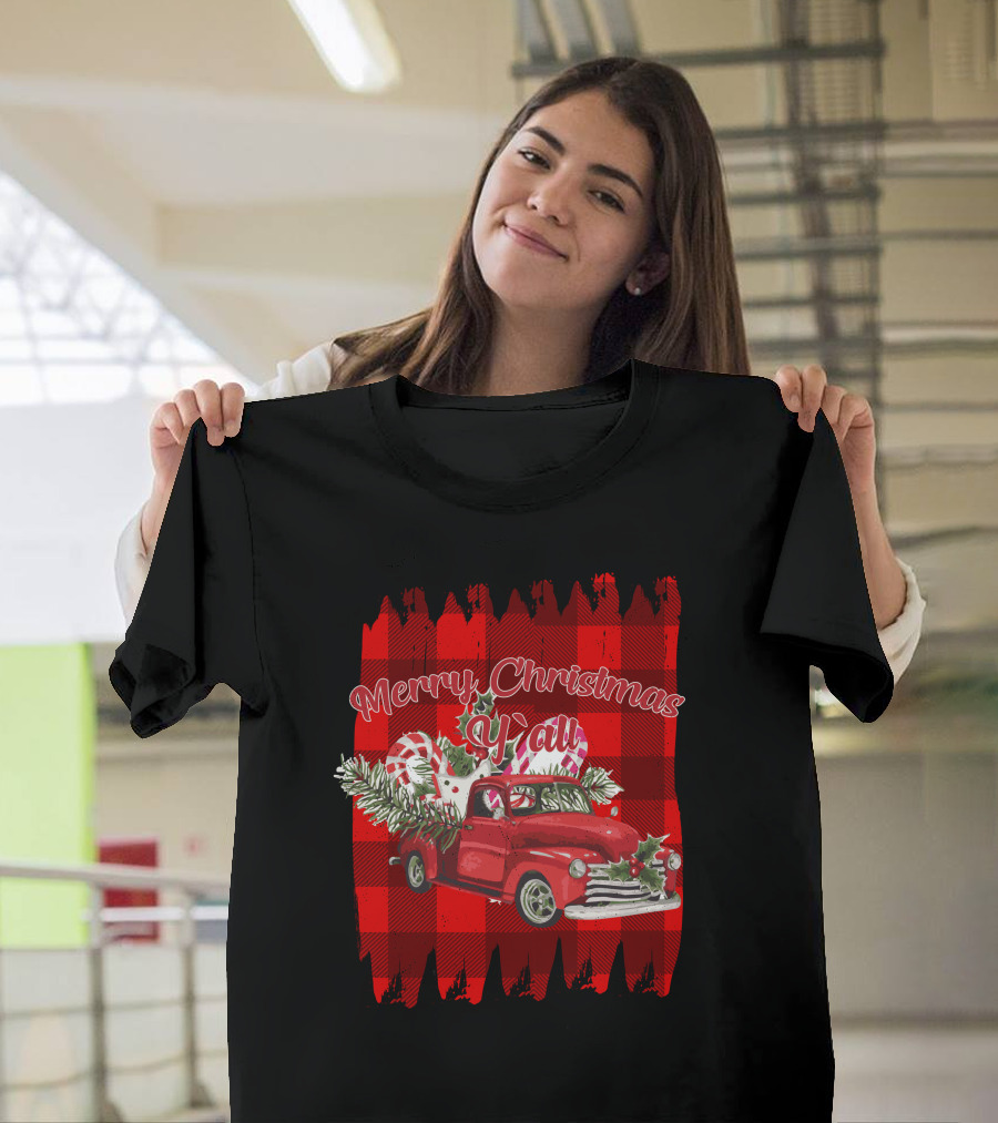 Merry Christmas Y'all Vintage Red Truck T-Shirt