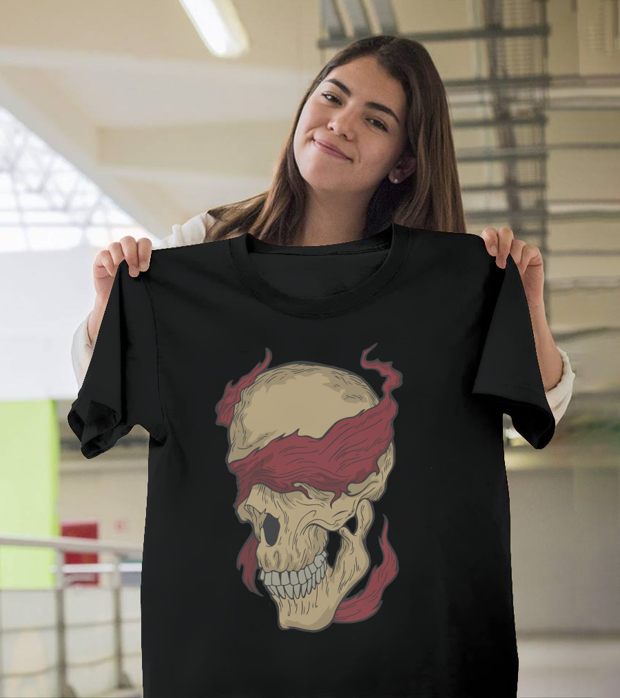 Skull Wrapped in Red Flames T-Shirt