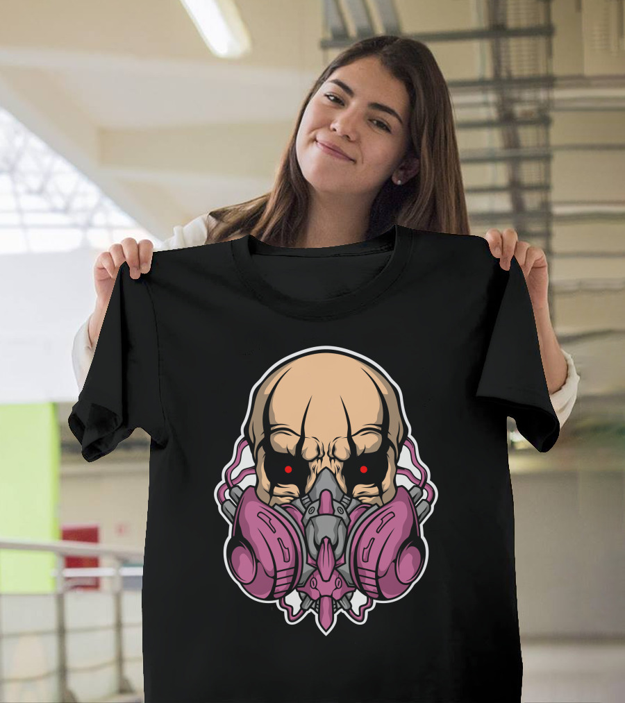 Skull Mask Red Eyes Purple Respirator T-Shirt