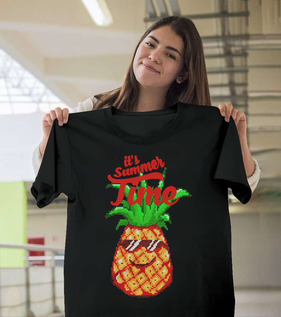 It's Summer Time Pineapple Sunglasses Pixel T-Shirt