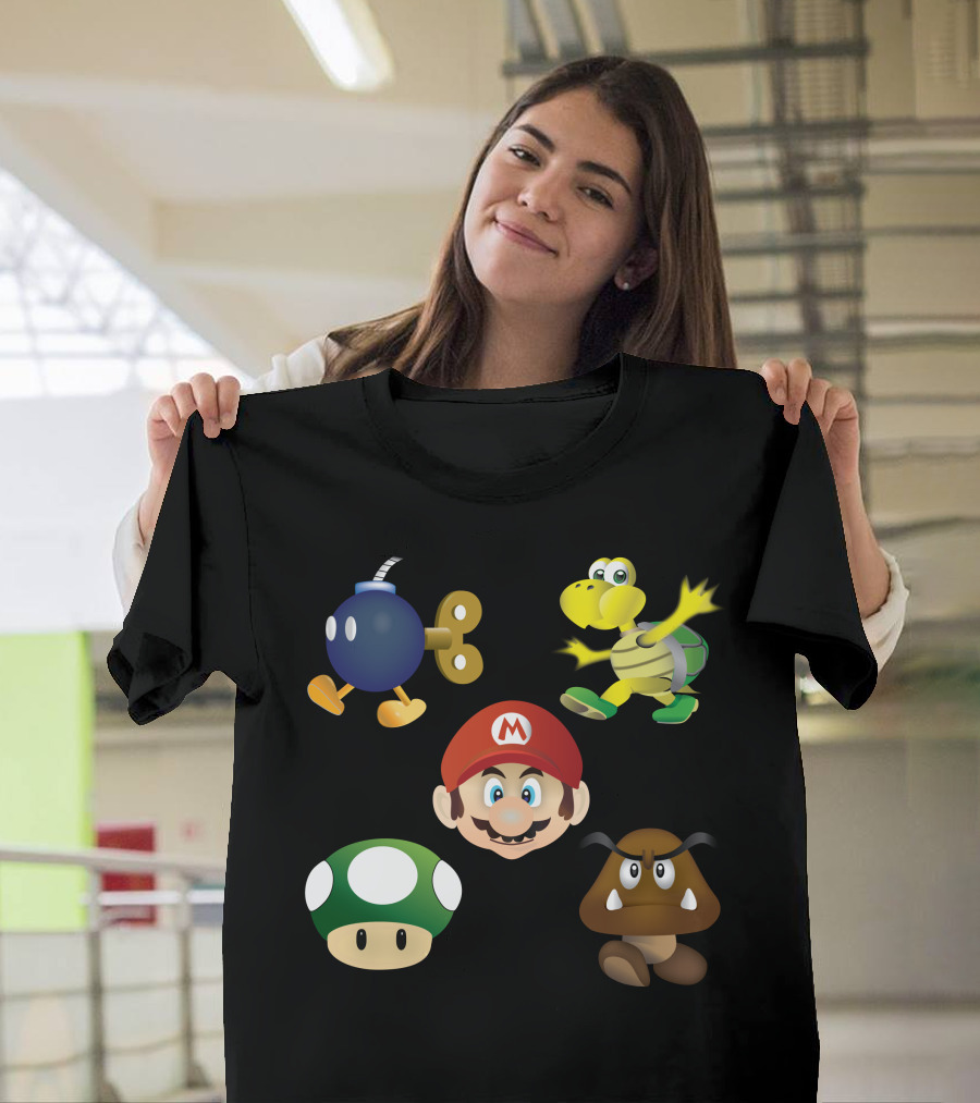 Supermario All Characters Mario Goomba Koopa Troopa Bob-omb Mushroom T-Shirt