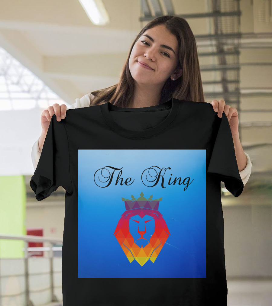 The King Vibrant Geometric Crowned Lion T-Shirt