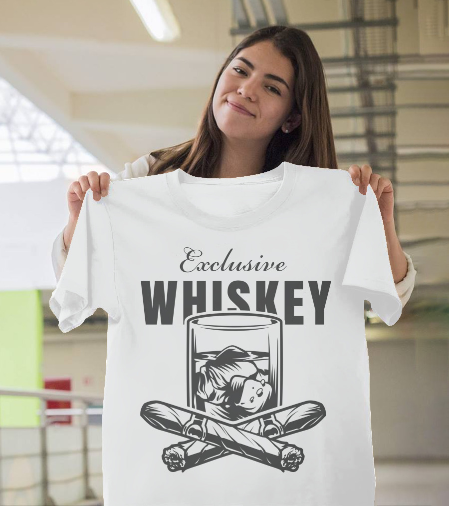 Exclusive Whiskey Glass with Cigars T-Shirt