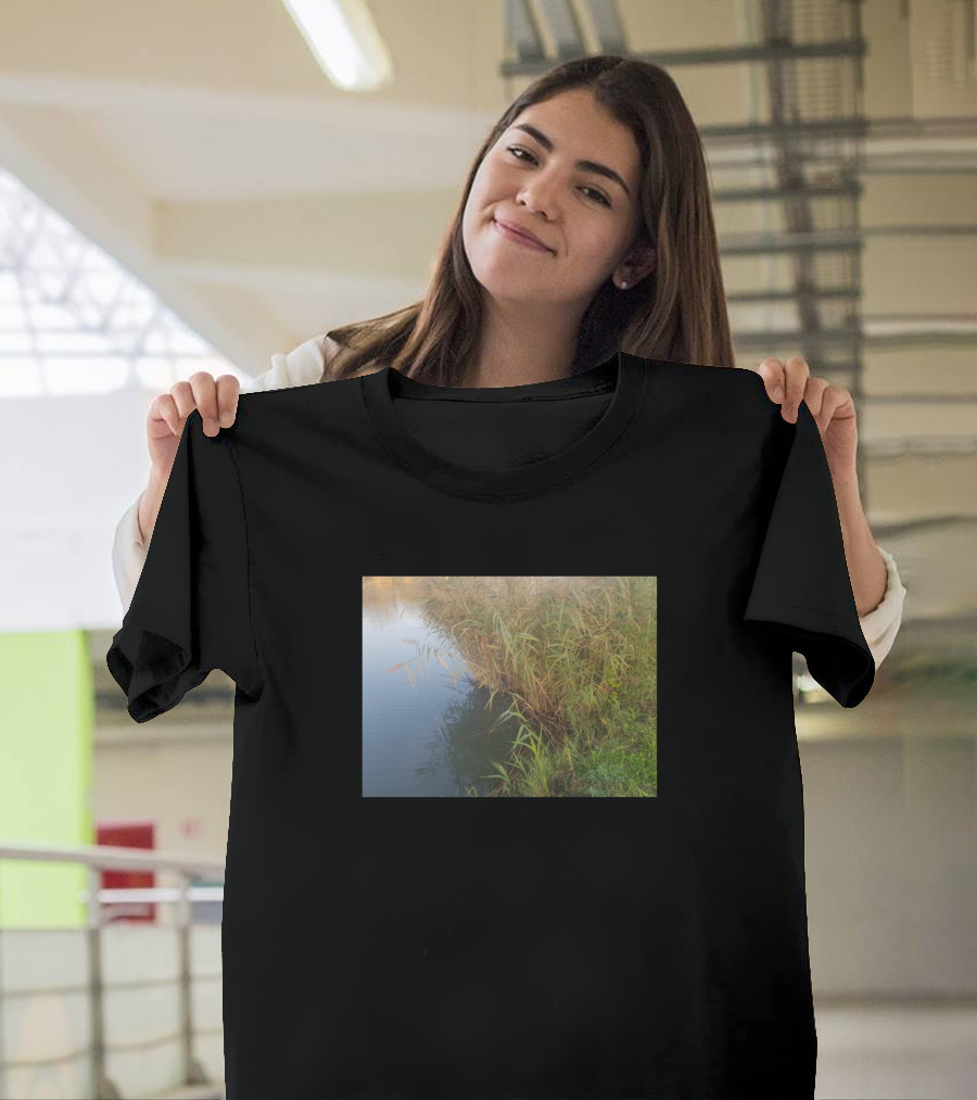 By The Lake Calm Serenity Nature Photography Reeds Water Reflection Scene T-Shirt