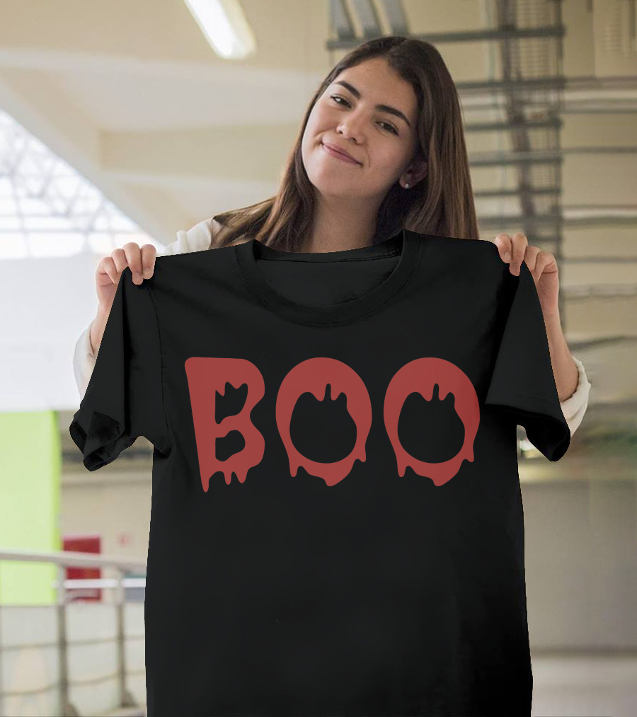 Boo Dripping Red Halloween Text T-Shirt