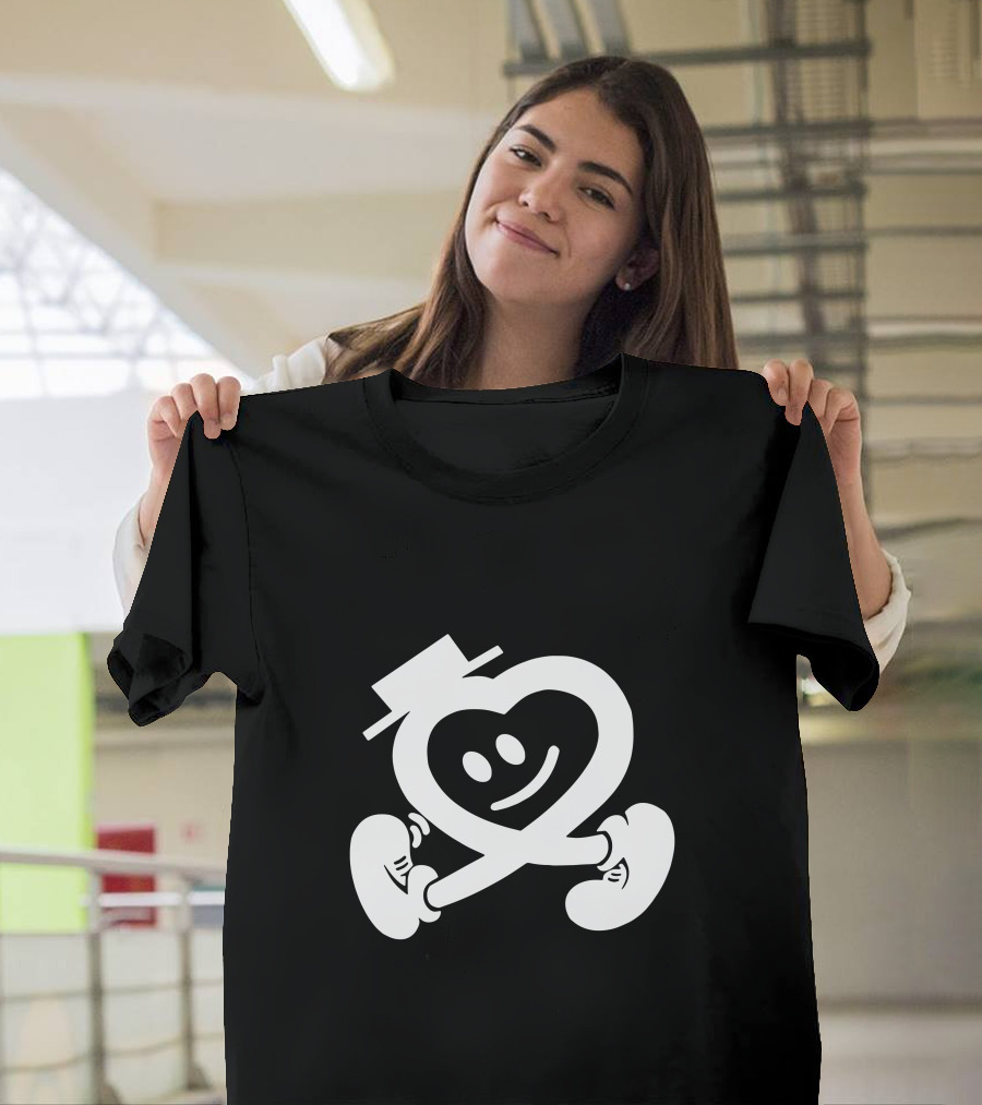 Heart Walking Smiley Character with Hat and Shoes T-Shirt