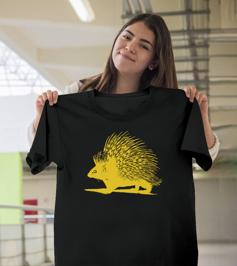 Hedgehog Indian Crested Porcupine Yellow T-Shirt