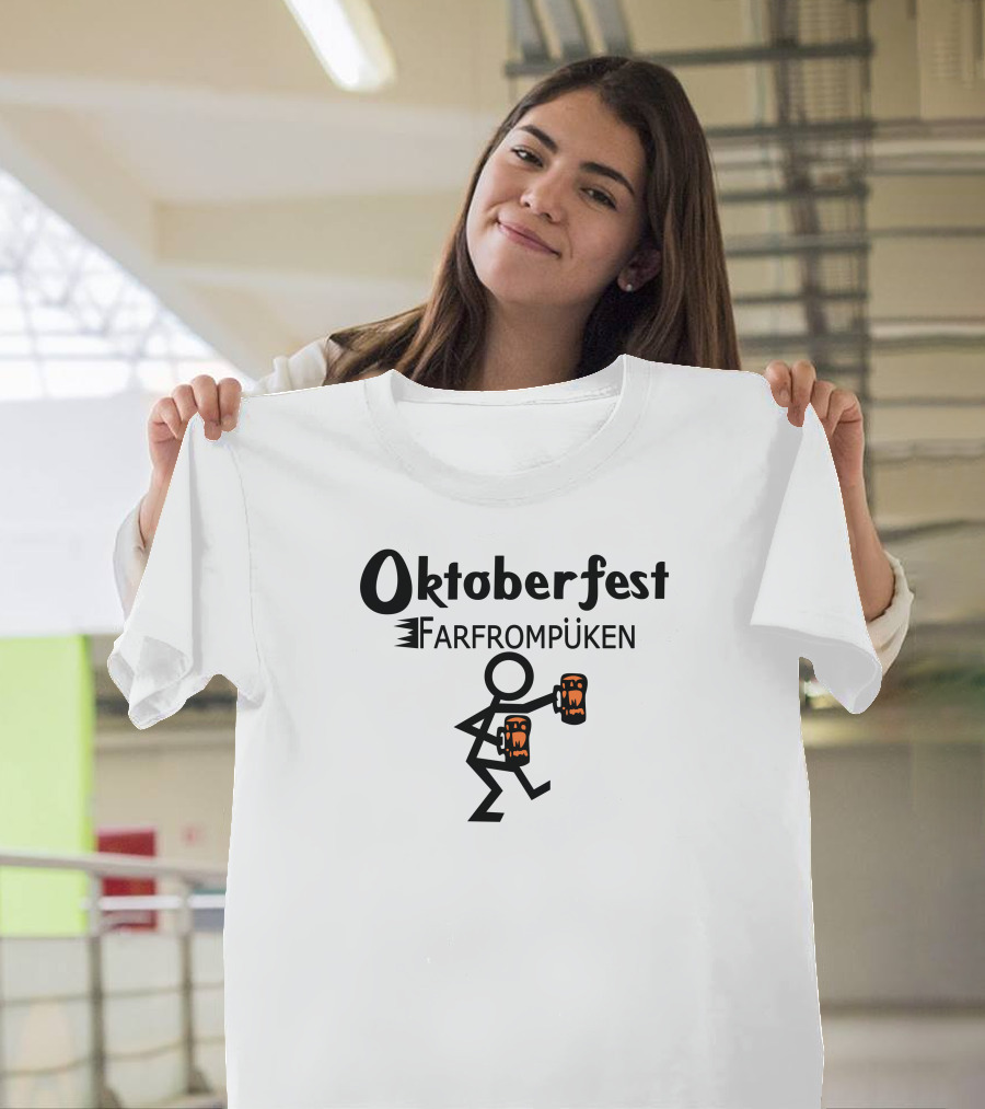 Oktoberfest Farfrompuken Stick Figure with Beer Mugs T-Shirt