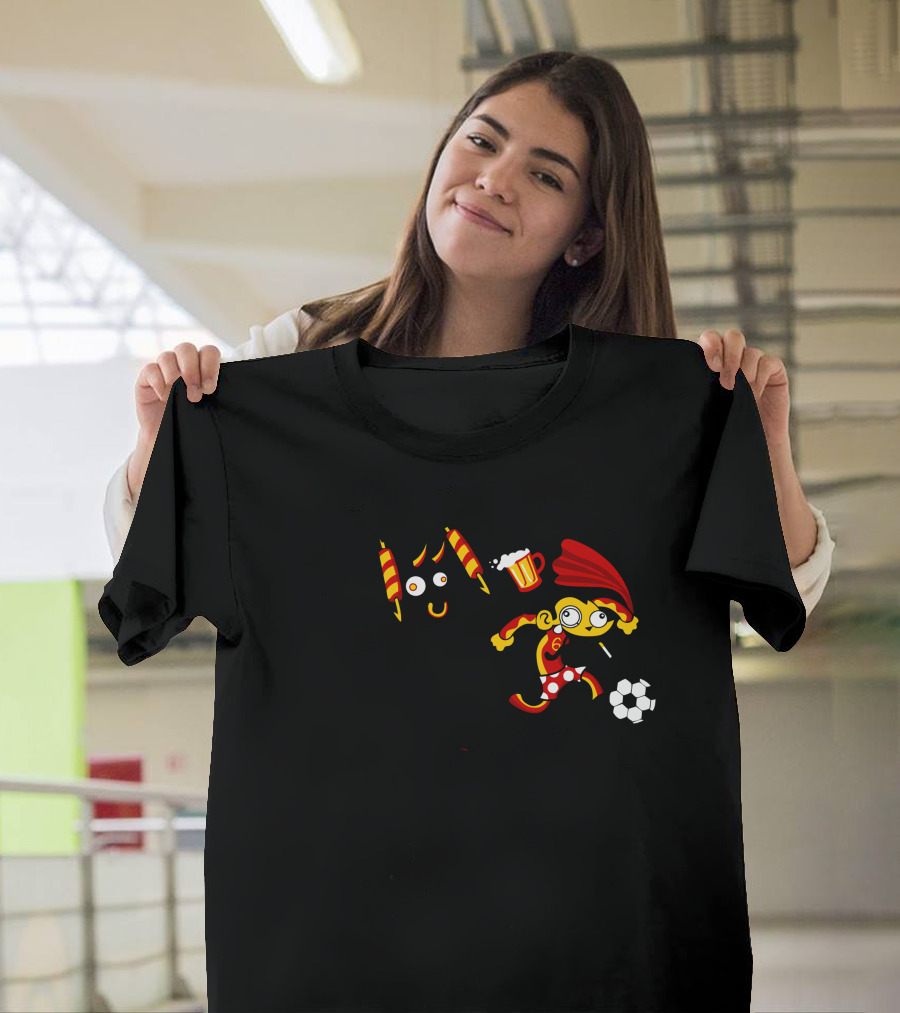 Spanish Folklore Soccer Adventure with Bull and Beer T-Shirt