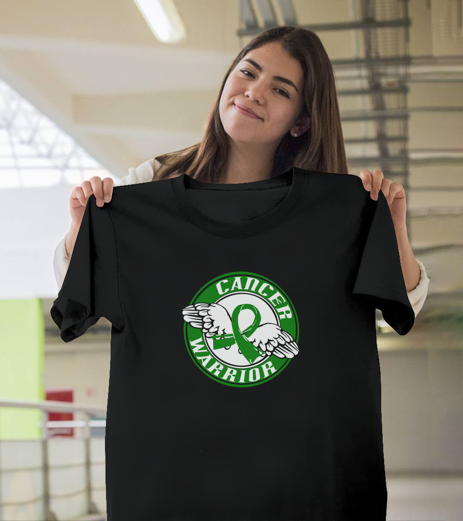 Cancer Warrior Green Ribbon Winged Emblem T-Shirt