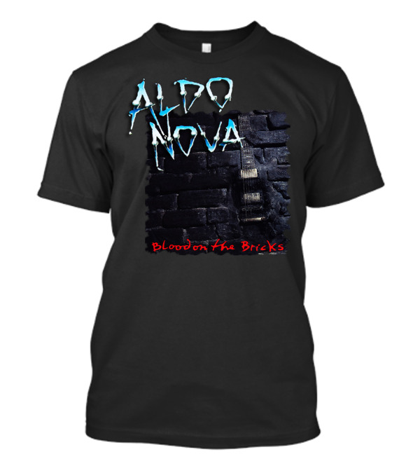 Aldo Nova Blood On The Bricks Tour Guitar And Bricks T-Shirt