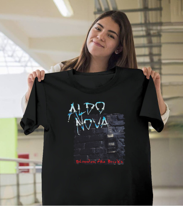 Aldo Nova Blood On The Bricks Tour Guitar And Bricks T-Shirt