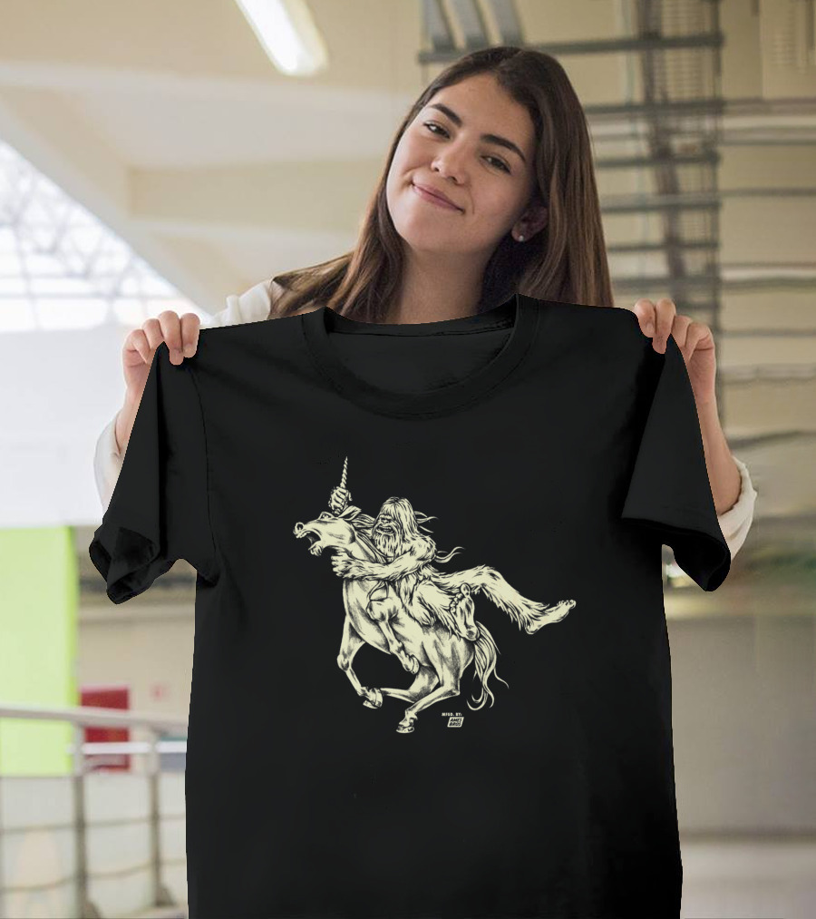 Ames Bros Bigfoot Battling Mythical Unicorn Showdown T-Shirt