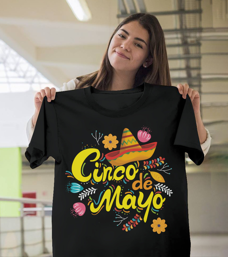 Cinco de Mayo Viva Mexico Sombrero Floral T-Shirt