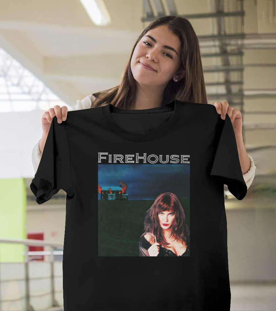 FireHouse Woman in Front of Burning House T-Shirt