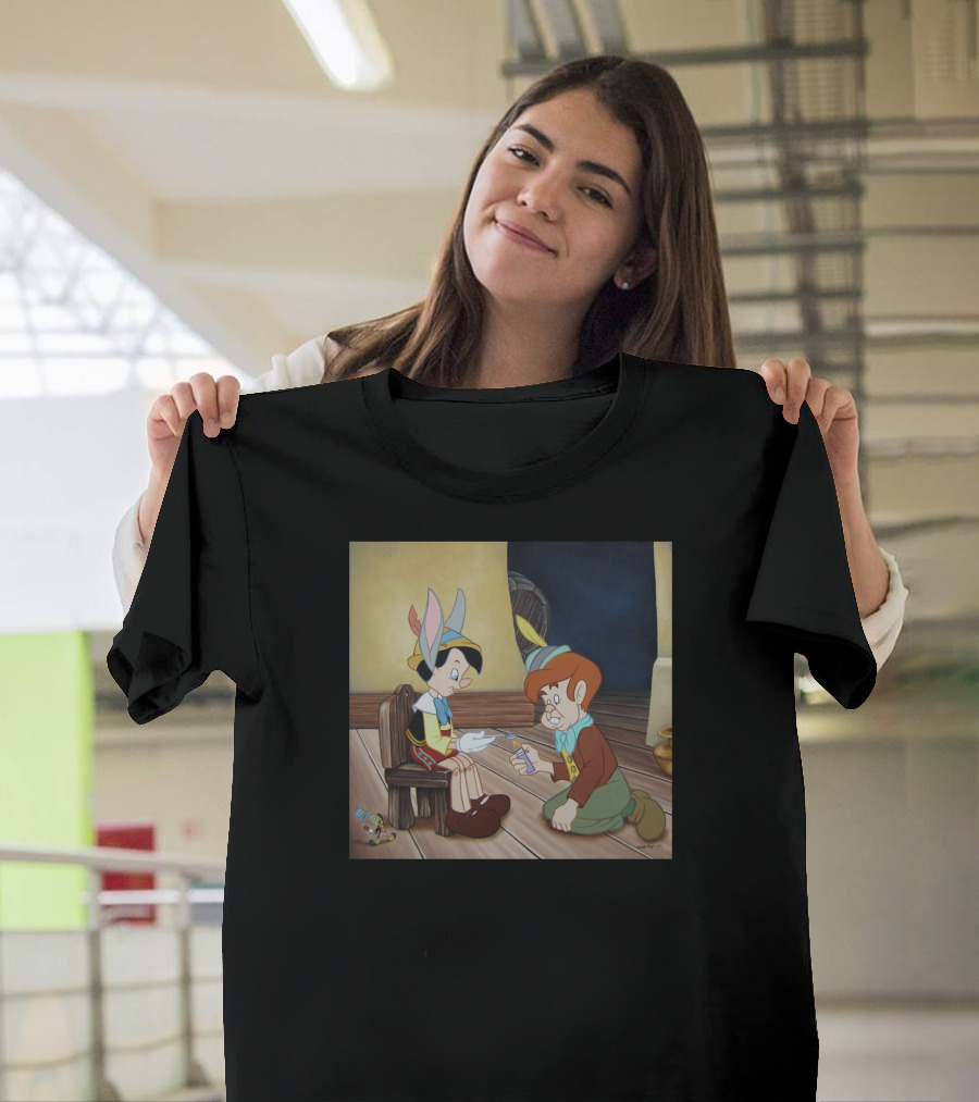 Pinocchio Heroin Parody Scene with Man Injecting T-Shirt