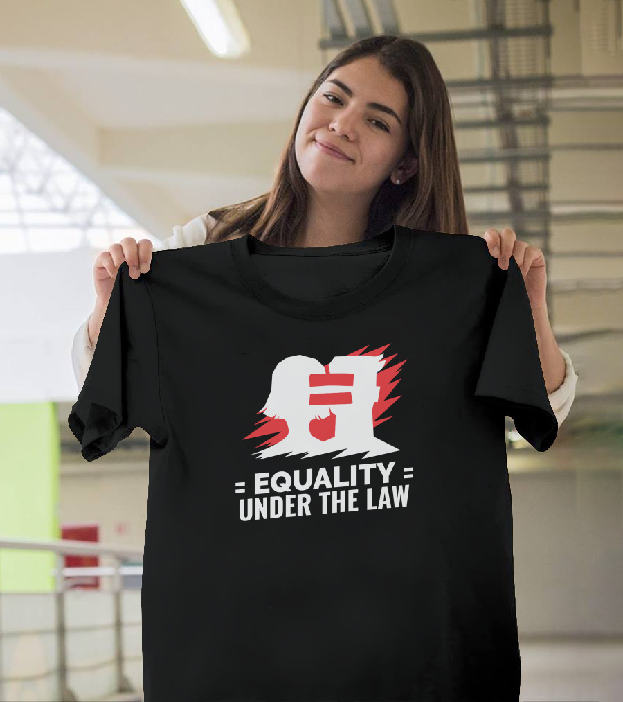 Equality Under The Law Red and White Silhouette with Equal Sign T-Shirt