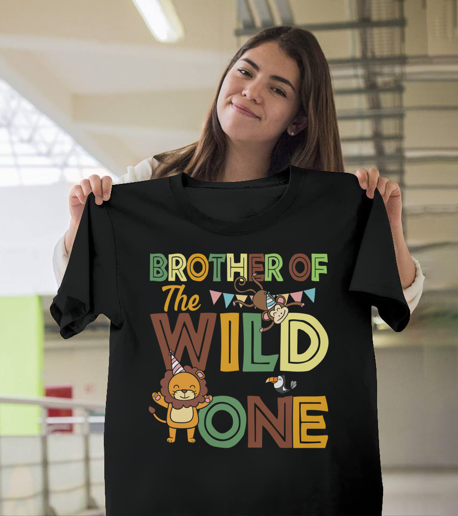 BROTHER OF THE WILD ONE LION MONKEY TOUCAN PARTY T-Shirt
