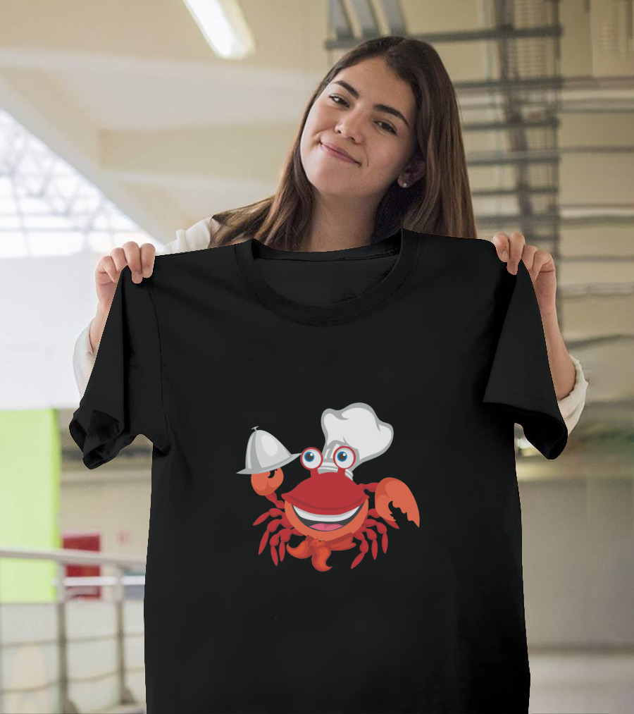 Crab Chef Hat Smiling Red Claw Cooking Serving Dish T-Shirt