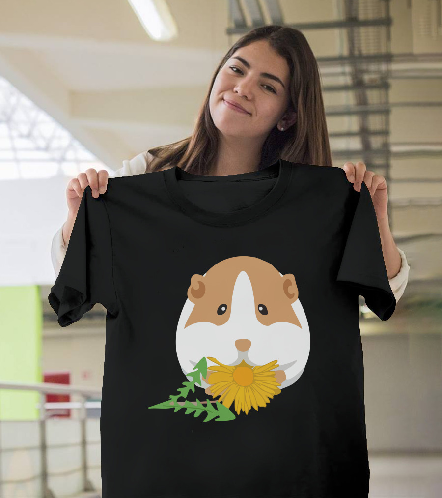 Cute Guinea Pig Eating Dandelion Leaves T-Shirt