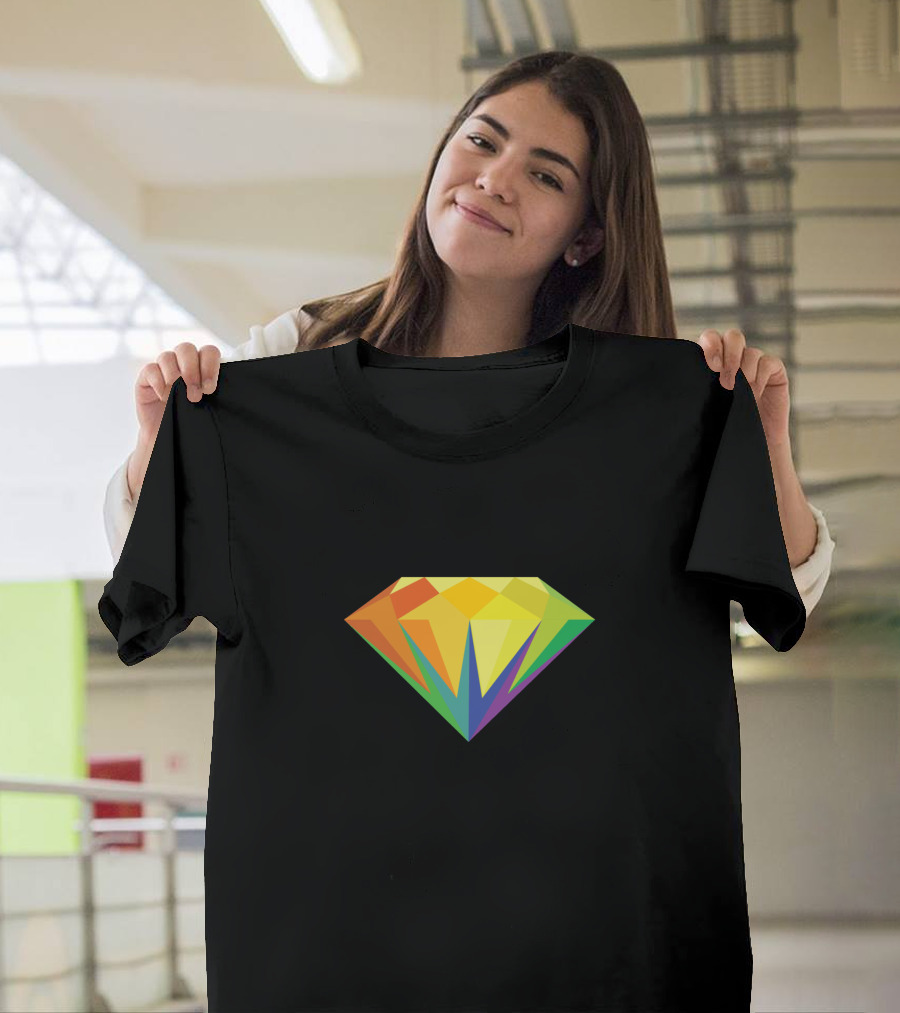 Diamond Color Palette Rainbow Spectrum Geometric Gem T-Shirt