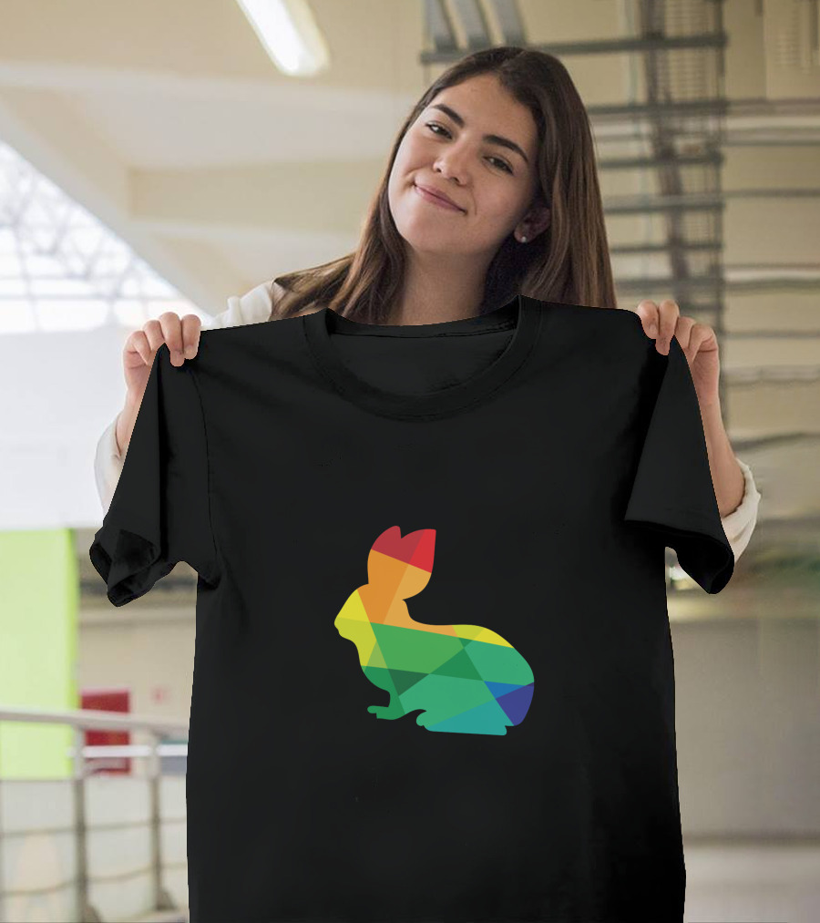 Easter Bunny Rainbow Polygon T-Shirt