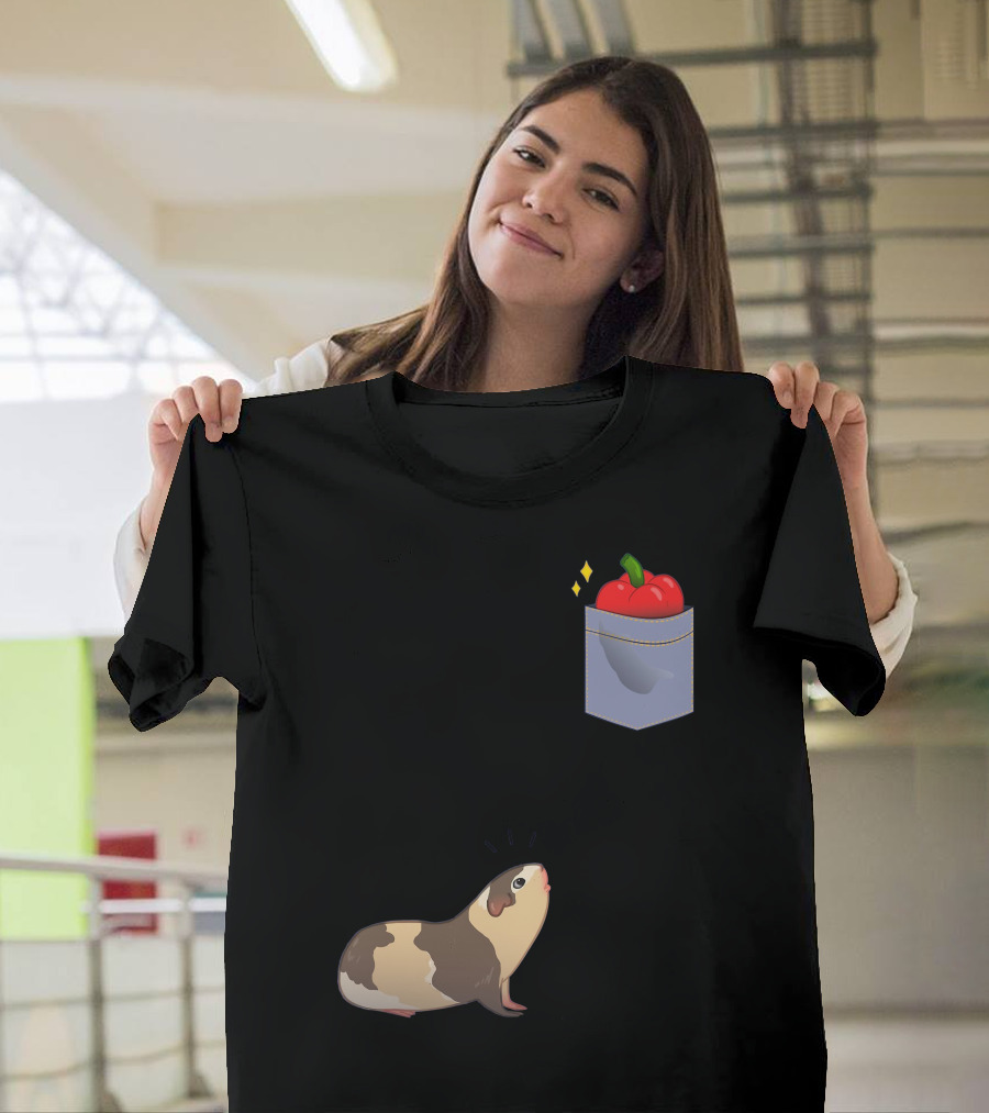 Guinea Pig Cute Pocket Apple Curiosity T-Shirt