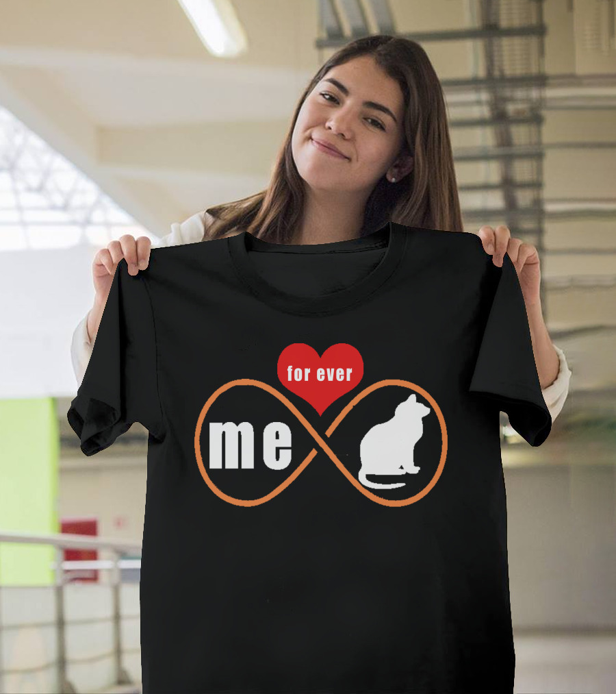 Me and My Cat Forever Infinity Symbol with Red Heart T-Shirt