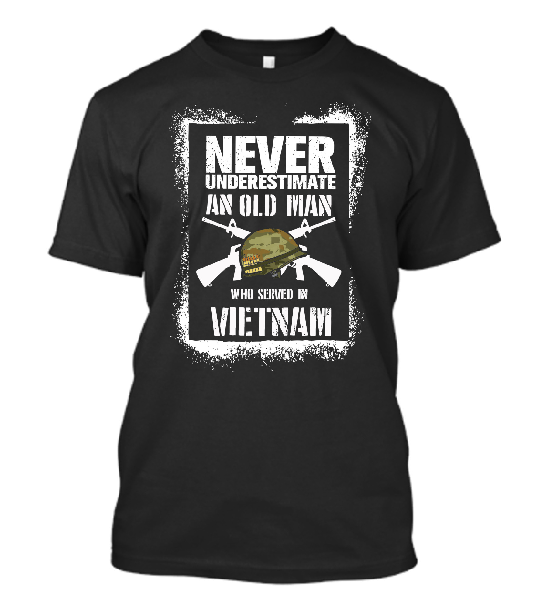 Never Underestimate An Old Man Vietnam Veteran With Military Helmet And Crossed Rifles T-Shirt