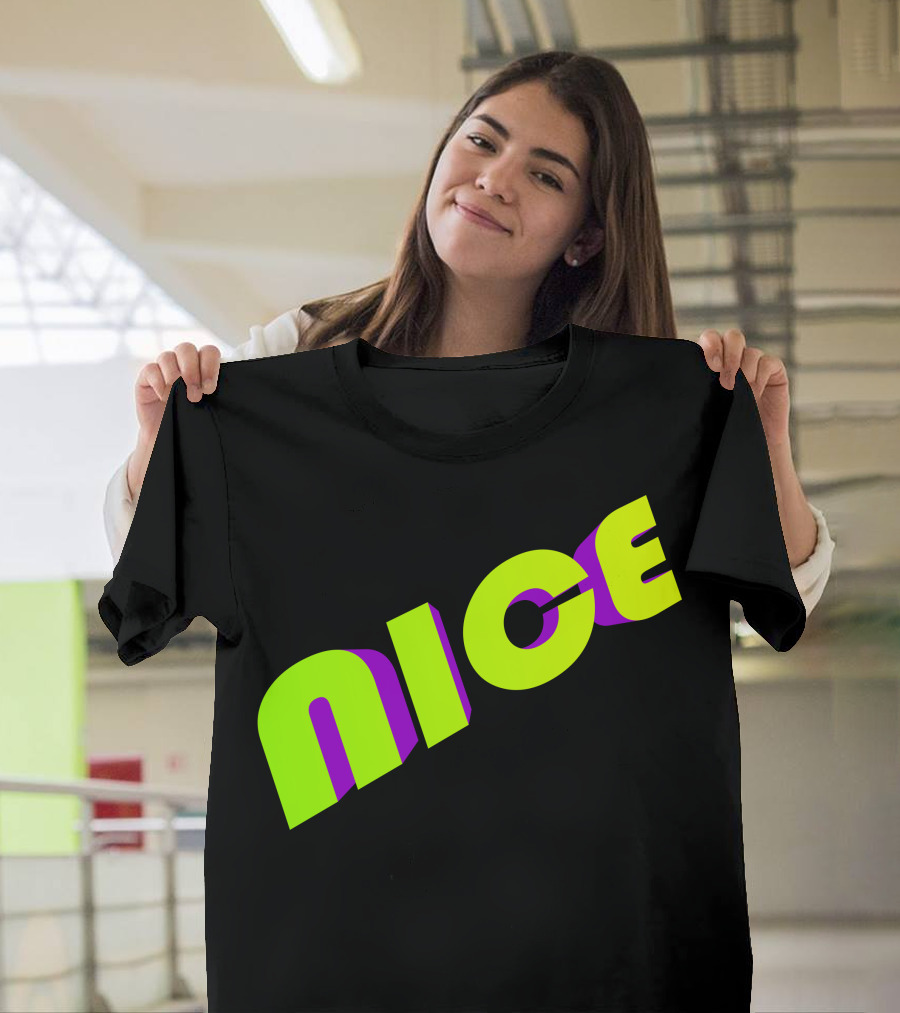 Nice Neon Green and Purple Text T-Shirt