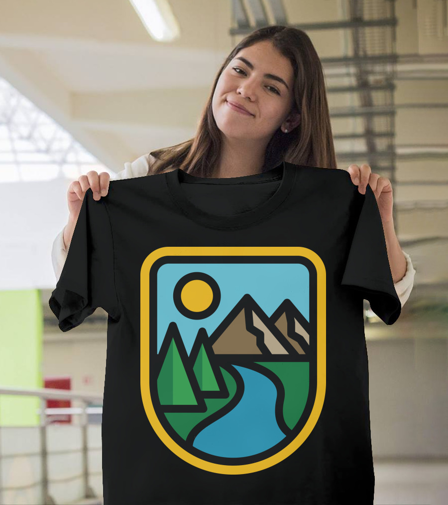 River Line Scenic Mountain Shield Badge T-Shirt
