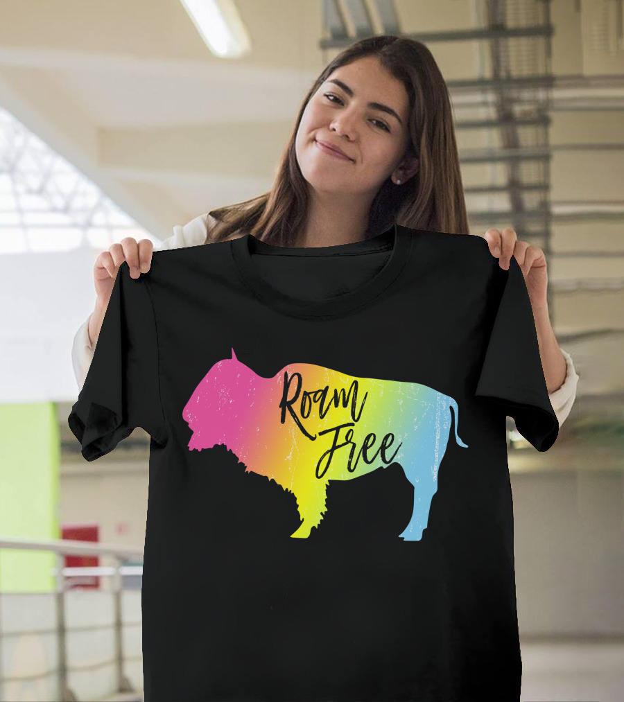 Roam Free Bison Rainbow T-Shirt
