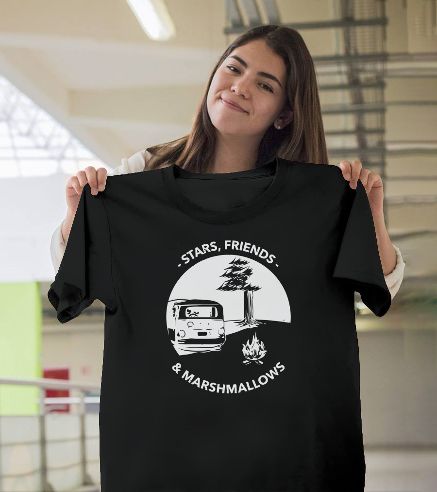 Stars Friends Marshmallows Campfire Van Tree T-Shirt