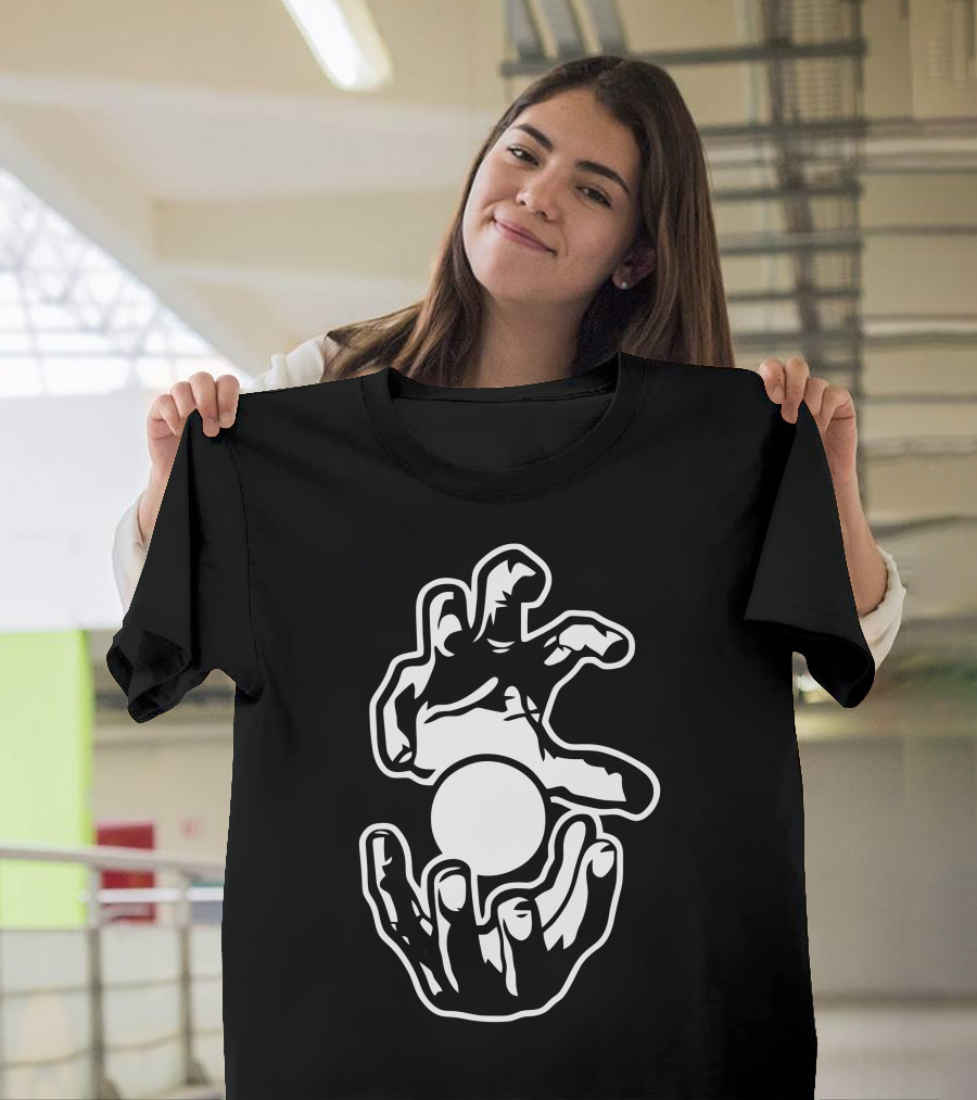 The Power Within: Captivating Hand Gestures with Floating Ball T-Shirt
