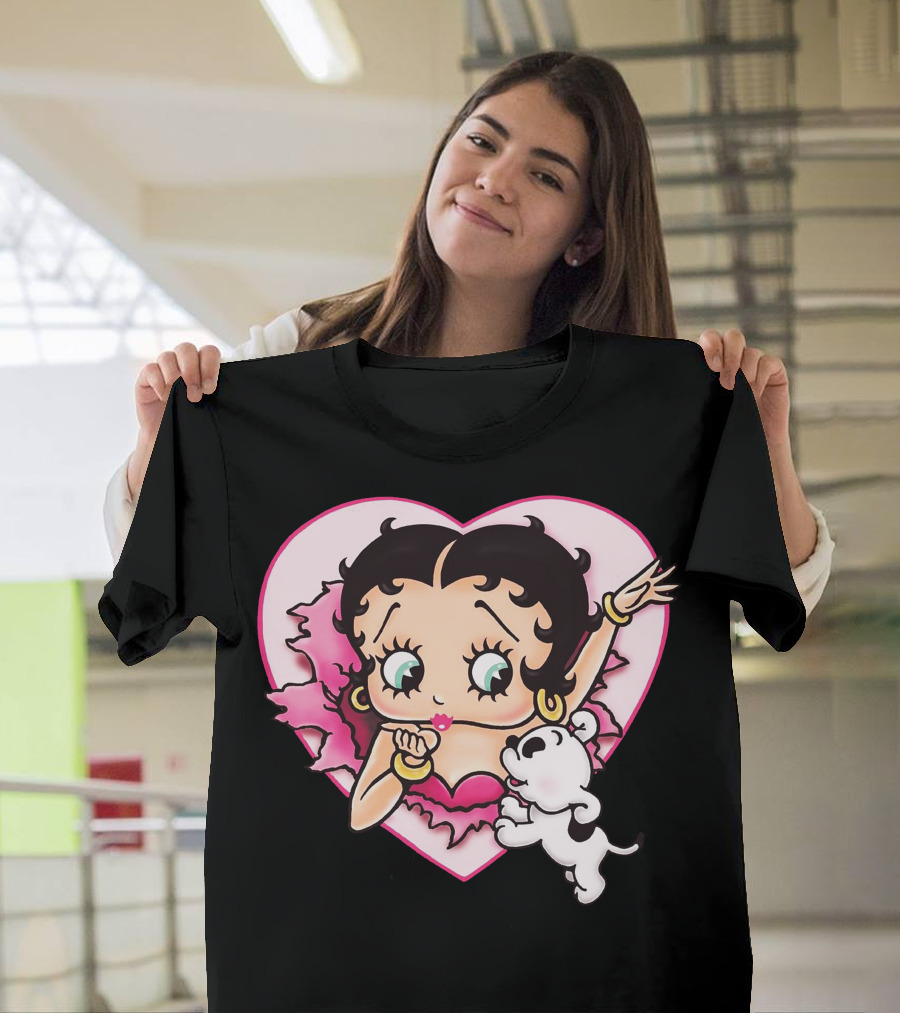 Betty Boop with Puppy and Heart Shape T-Shirt