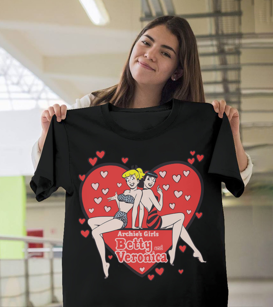 Archie's Girls Betty and Veronica Heart T-Shirt