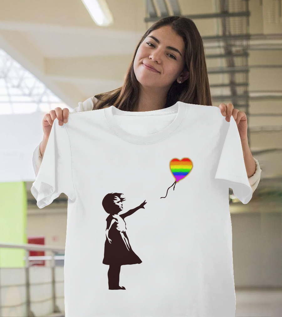 Banksy Girl With Rainbow Heart Balloon T-Shirt