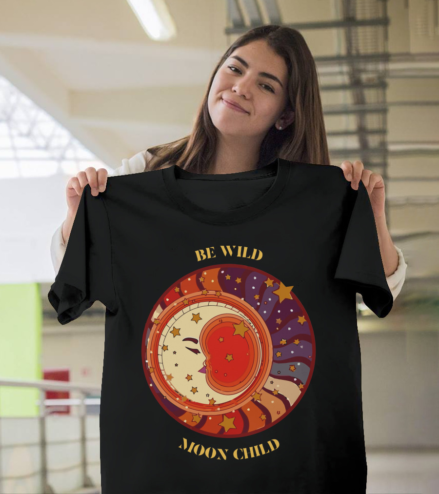 Be Wild Moon Child Celestial Starry Cosmic Face T-Shirt