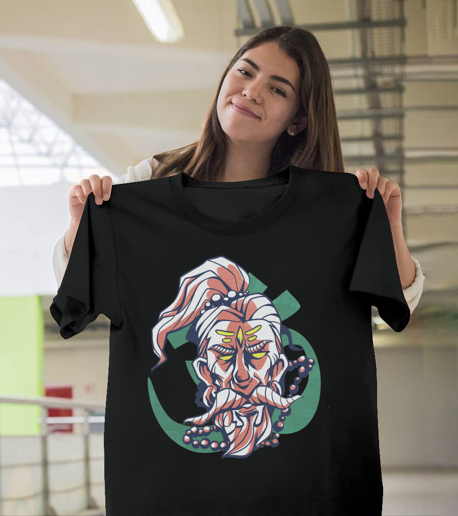 Bearded Holy Man Spiritual Mystic with Ornate Moustache and Beads T-Shirt