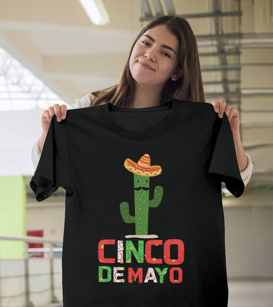 Cinco De Mayo Cactus Sombrero Mustache T-Shirt