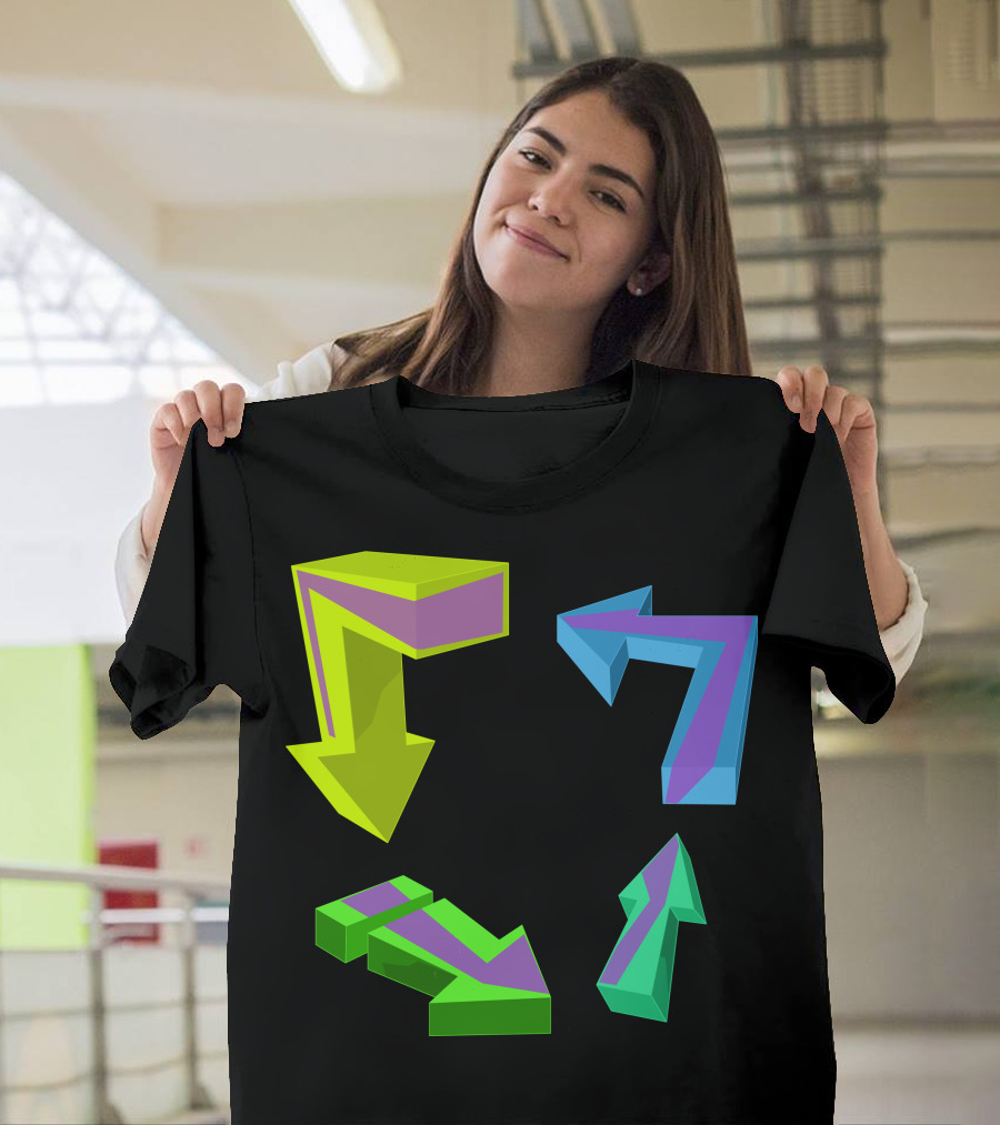 Direction Arrows Multicolored 3D Geometric T-Shirt