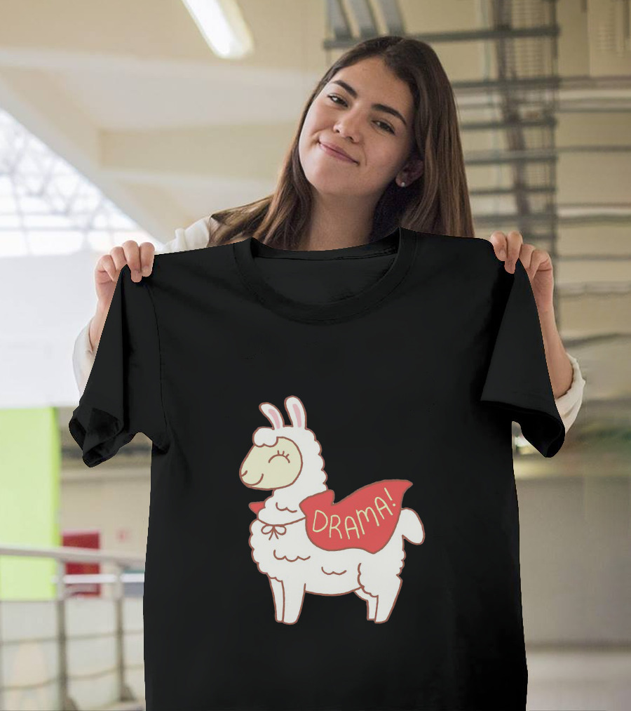 Drama Llama Red Cape Illustration Cute Cartoon Llama T-Shirt